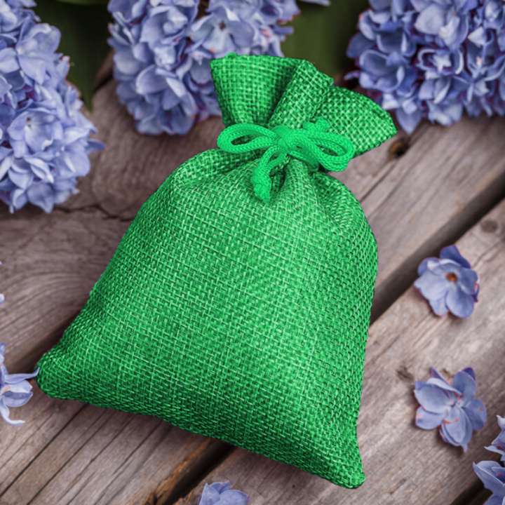 Sacchetti di juta 8 x 10 cm - verde Lavanda e fragranze essiccate