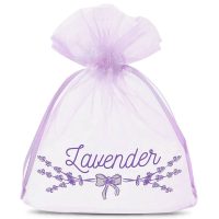 Sacchetti di organza 10 x 13 cm - lilla con stampa (lavanda) Sacchetti lilla