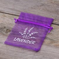 Sacchetti di organza 10 x 13 cm - viola con stampa (lavanda) - 2 Sacchetti di organza