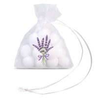 Sacchetti di organza 7 x 9 cm - bianchi con stampa lavanda Sacchetti bianchi