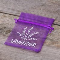 Sacchetti di organza 9 x 12 cm - viola con stampa (lavanda) - 2 Sacchetti di organza