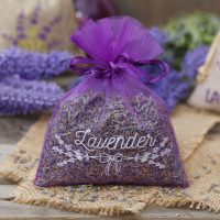 Sacchetti di organza 9 x 12 cm - viola con stampa (lavanda) - 3 Sacchetti piccoli 9x12 cm