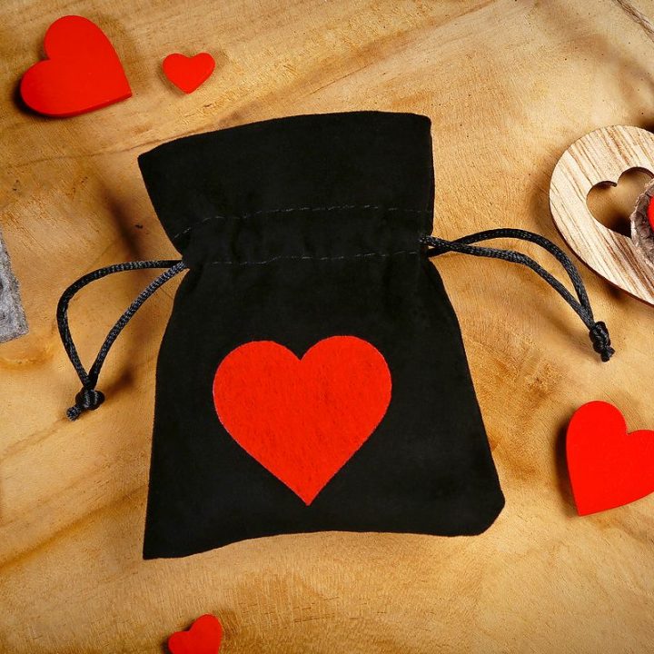 Sacchetti di velluto 8 x 10 cm - nero - cuore Sacchetti piccoli 8x10 cm