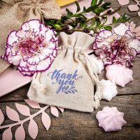 Sacchetti tipo lino 9 x 12 cm - naturale con stampa thank you Baby Shower