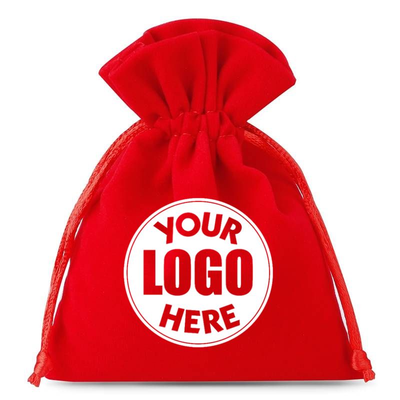 TOPTIE 50 Sacchetti Regalo In Velluto Personalizzati Con Coulisse - 6x8 Cm Con Logo Stampato Per Bomboniere E Gioielli
