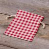 Sacchetti tipo lino con stampa 12 x 15 cm - naturale / traliccio rosso Sacchetti di lino