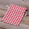 Sacchetti tipo lino con stampa 13 x 18 cm - naturale / traliccio rosso In viaggio