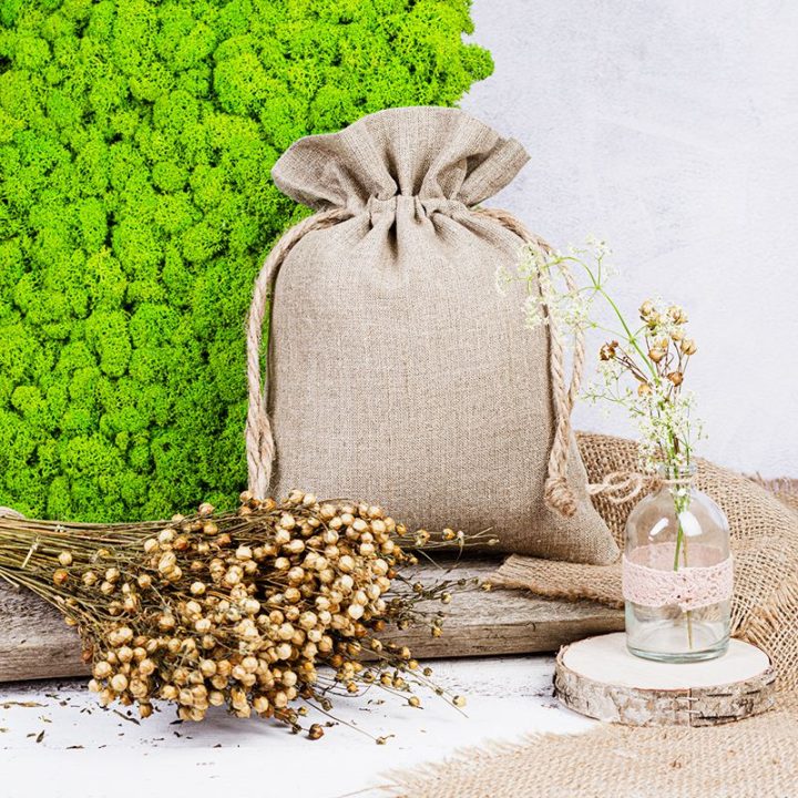 Sacchetti di lino naturale 18 x 24 cm Sacchetti con chiusura rapida e semplice