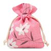 Sacchetti tipo lino con stampa 10 x 13 cm - naturale / fiori rosa Sacchetti rosa