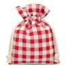 Sacchetti tipo lino con stampa 10 x 13 cm - naturale / traliccio rosso Sacchetti piccoli 10x13 cm
