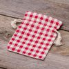 Sacchetti tipo lino con stampa 10 x 13 cm - naturale / traliccio rosso Sacchetti di lino