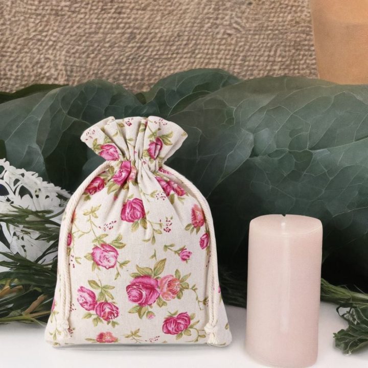 Sacchetti tipo lino con stampa 18 x 24 cm - naturale / rosa Decorazione di interni