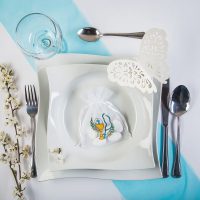 di organza 10 x 13 cm bianchi con stampa Sacchetti di organza