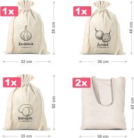 Sacco tipo lino per verdura (3 pezzi) e borse di cotone per la spesa (2 pezzi) Sacchi di cotone