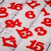 Calendario dell'Avvento sacchetti di iuta 11 x 14 cm - naturali + numeri rossi Applicazione
