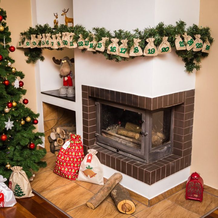 Calendario dell'Avvento sacchetti di iuta 11 x 14 cm - naturali + numeri verde Sacchetti di juta