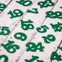 Calendario dell'Avvento sacchetti di iuta 11 x 14 cm - naturali + numeri verde Gadget di marketing