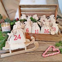 Borsa in cotone 38 x 42 cm con manici lunghi - nero Sacchetto di Natale