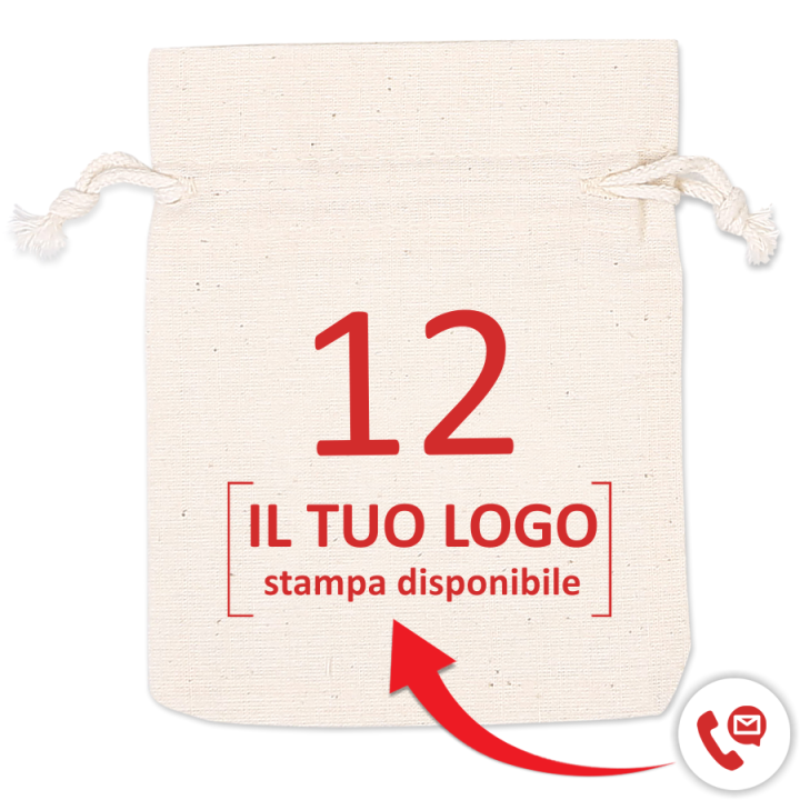 Borsa in cotone 38 x 42 cm con manici lunghi - nero Calendari dell'Avvento