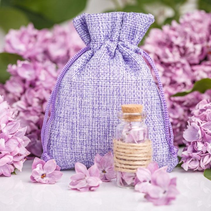Sacchetti di juta 10 x 13 cm - lilla Sacchetti per lavanda