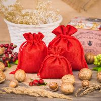 Sacchetti di juta 13 x 18 cm - rosso San Valentino