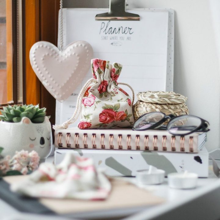 Sacchetti tipo lino con stampa 11 x 14 cm - naturale / rosa Baby Shower