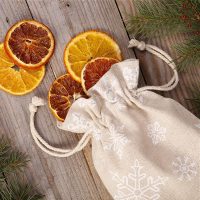 Sacchetti di lino con stampa 15 x 20 cm - naturale / neve Sacchetti di lino