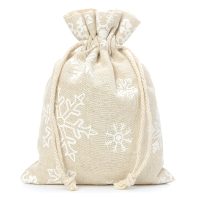 Sacchetti tipo lino con stampa 18 x 24 cm - naturale / neve Sacchetto di Natale