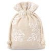 Sacchetti tipo lino con stampa 8 x 10 cm - naturale / neve Sacchetto di Natale