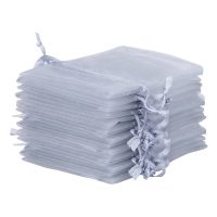 Sacchetti di organza 13 x 18 cm - argento Battesimo