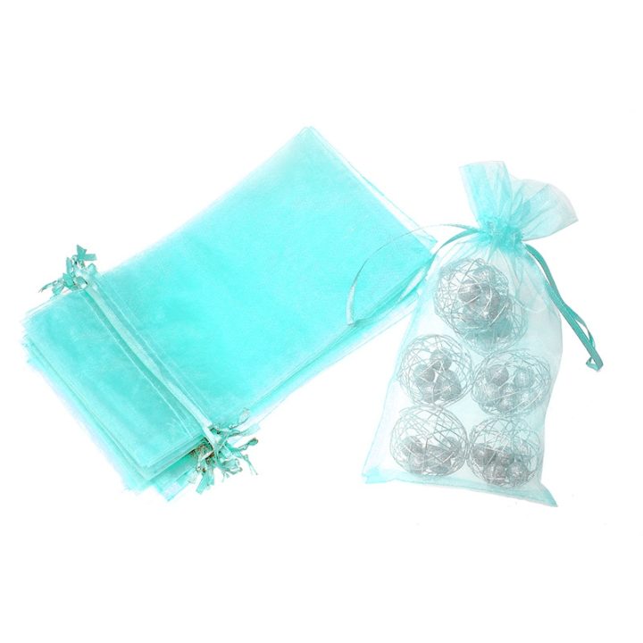 Sacchetti di organza 13 x 27 cm - celeste Battesimo