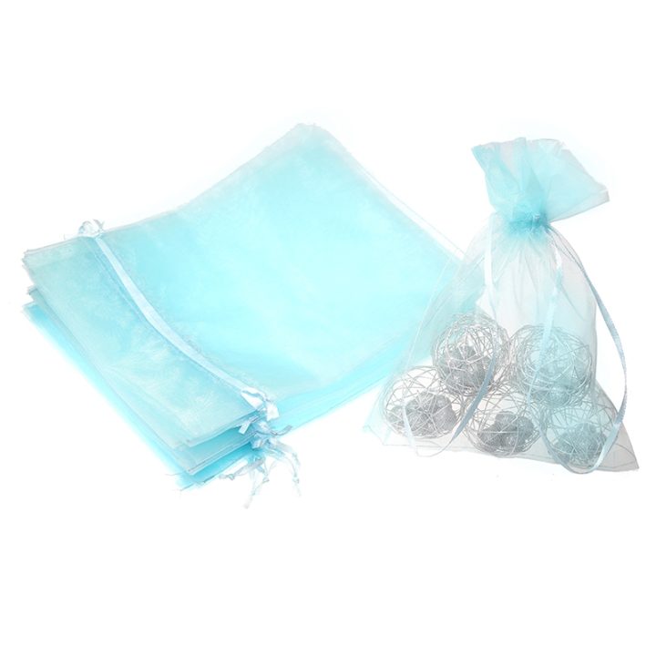 Sacchetti di organza 15 x 20 cm - celeste Baby Shower