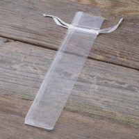 Sacchetti di organza 3,5 x 19 cm - bianco Battesimo