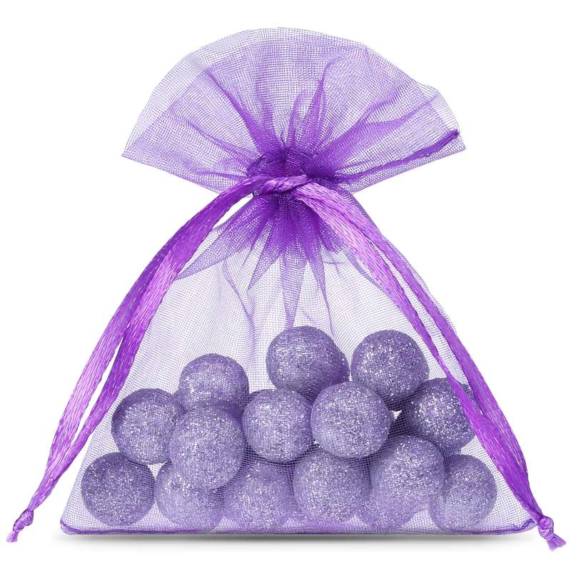 50 Sacchetti Regalo In Organza Viola Con Coulisse - 20x30 Cm Per Bomboniere, Caramelle E Gioielli