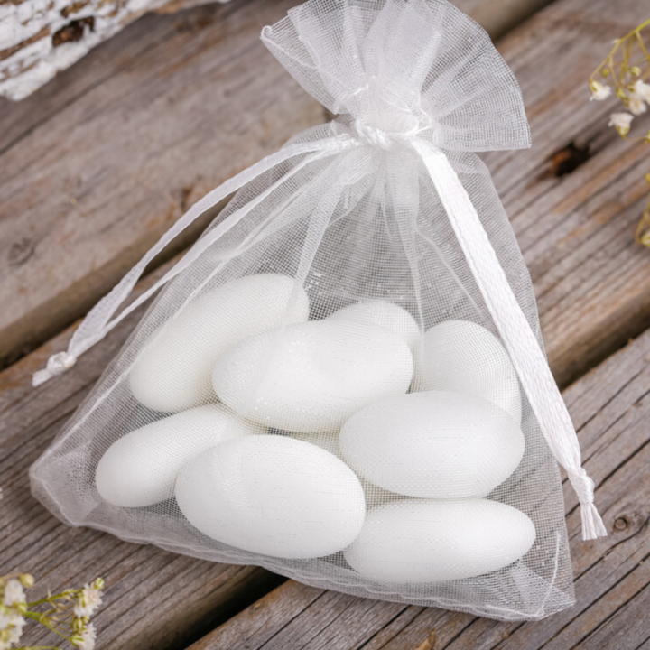 Sacchetti di organza 7 x 9 cm - argento San Valentino