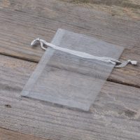 Sacchetti di organza 7 x 9 cm - argento Battesimo