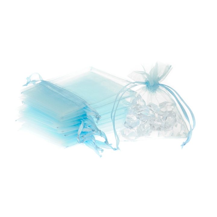 Sacchetti di organza 7 x 9 cm - celeste Decorazione della tavola