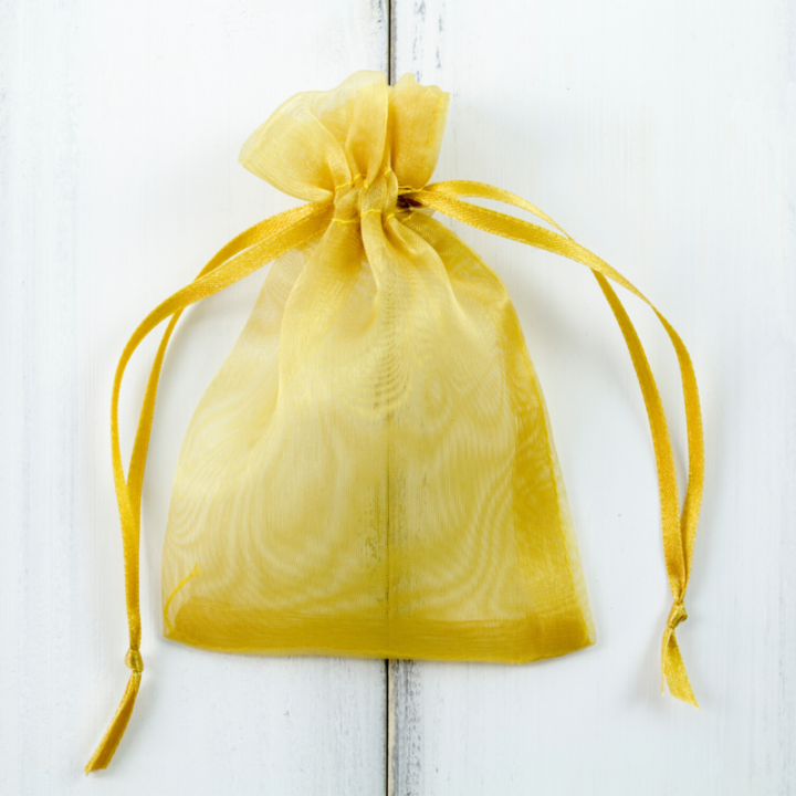 Sacchetti di organza 7 x 9 cm - oro Baby Shower
