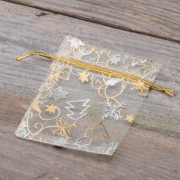 Sacchetti di organza 8 x 10 cm - Natale / 8 Applicazione