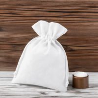 Sacchetti di velluto 10 x 13 cm - bianco Baby Shower