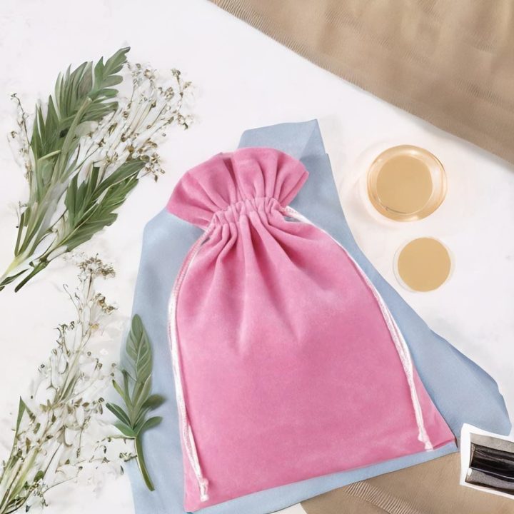Sacchetti di velluto 15 x 20 cm - rosa chiaro Battesimo
