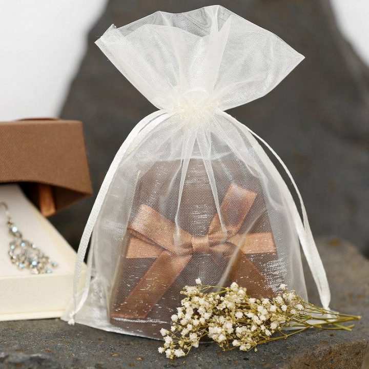 Sacchetti in organza 11 x 14 cm - avorio Battesimo