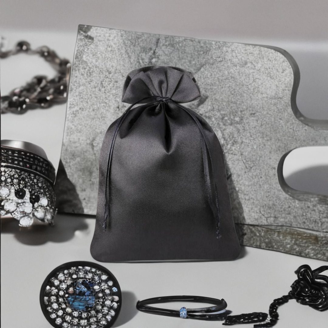 Sacchetti in raso 15 x 20 cm - nero Candele