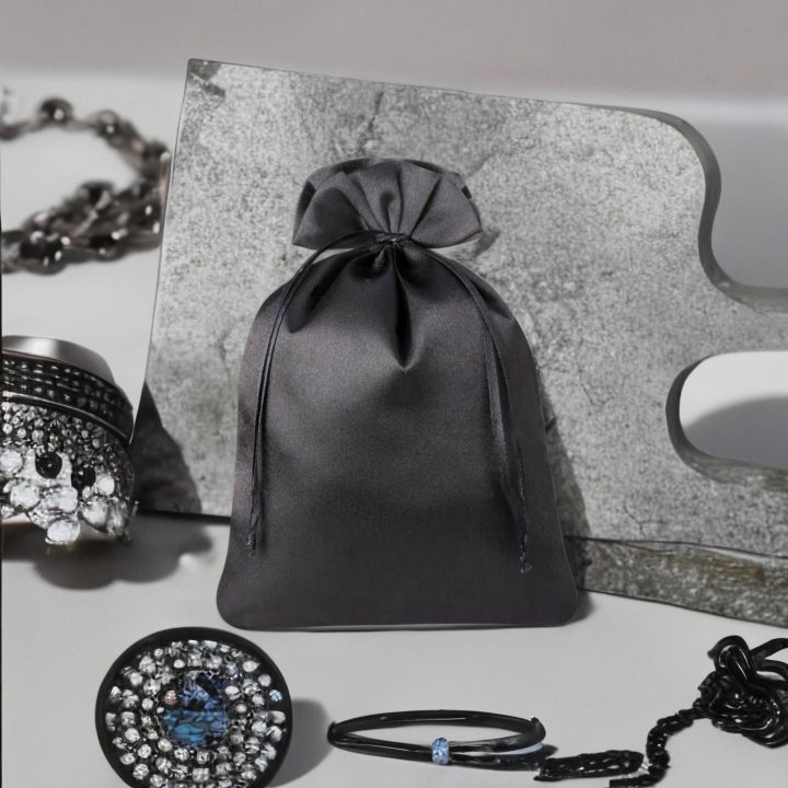 Sacchetti in raso 15 x 20 cm - nero Candele
