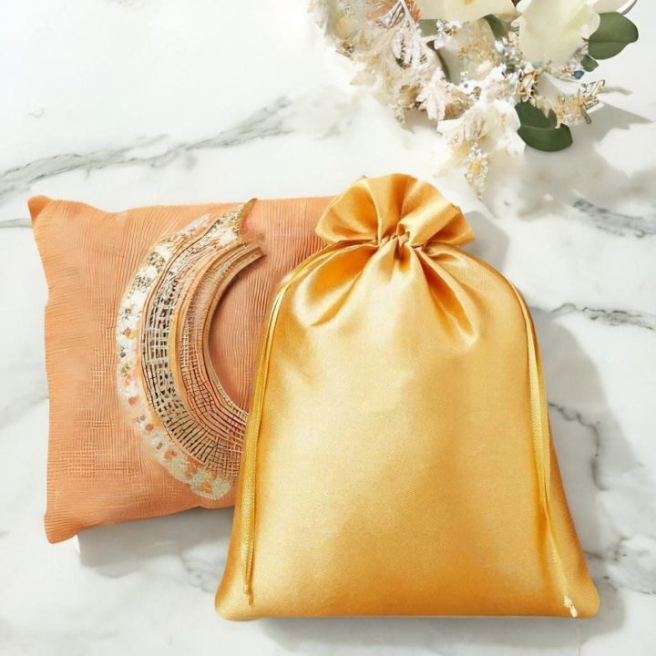 Sacchetti in raso 26 x 35 cm - oro Battesimo