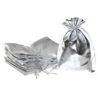 Sacchetti metallizzato 18 x 24 cm - argento Sacchetto di Natale