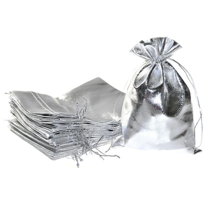 Sacchetti metallizzato 18 x 24 cm - argento Sacchetto di Natale