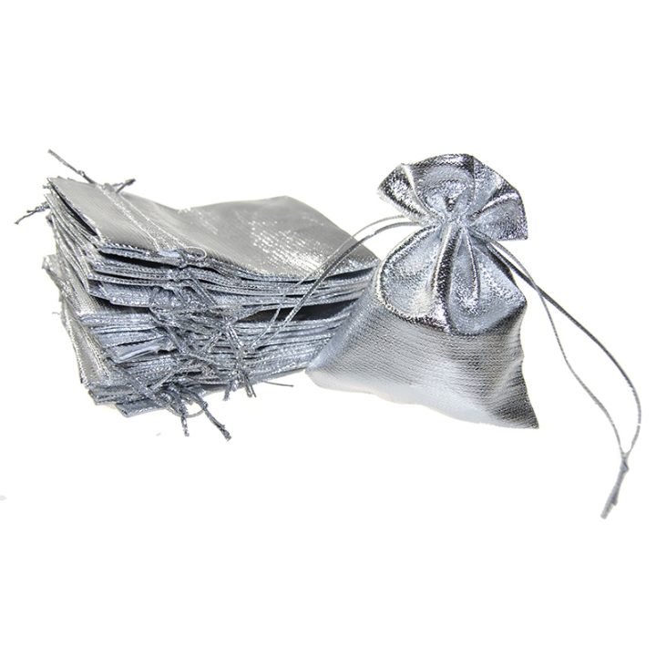 Sacchetti metallizzato 8 x 10 cm - argento Battesimo