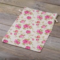 Sacco tipo lino con stampa 22 x 30 cm - naturale / rosa Sacchi di lino