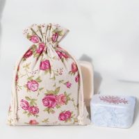 Sacco tipo lino con stampa 22 x 30 cm - naturale / rosa Per bambini